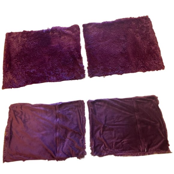 2 Pack Set of Fluffy Faux Fur Shaggy Plush Pillow Cases - Picture 3 of 5